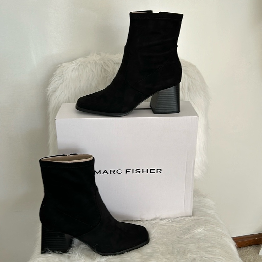 NWT, Marc Fisher blk suede bootie sz 8 1/2